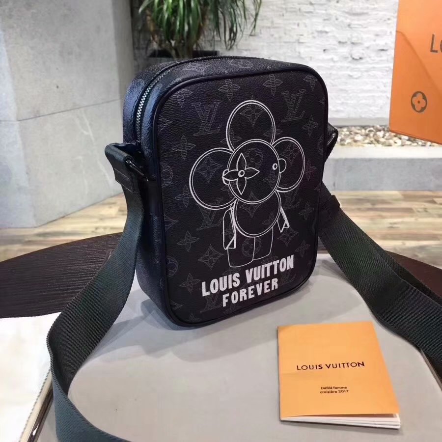Original Copy Louis Vuitton Danube PM Vivienne Monogram Eclipse Forever Black Canvas Messenger Bag